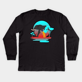 Colouring Elephant T-shirt design Kids Long Sleeve T-Shirt